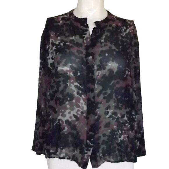 SAMSOE SAMSOE Blouse, M, Elm shirt, Camo, Buttons, 3/4 sleeves, Green/Purple - Picture 8 of 13